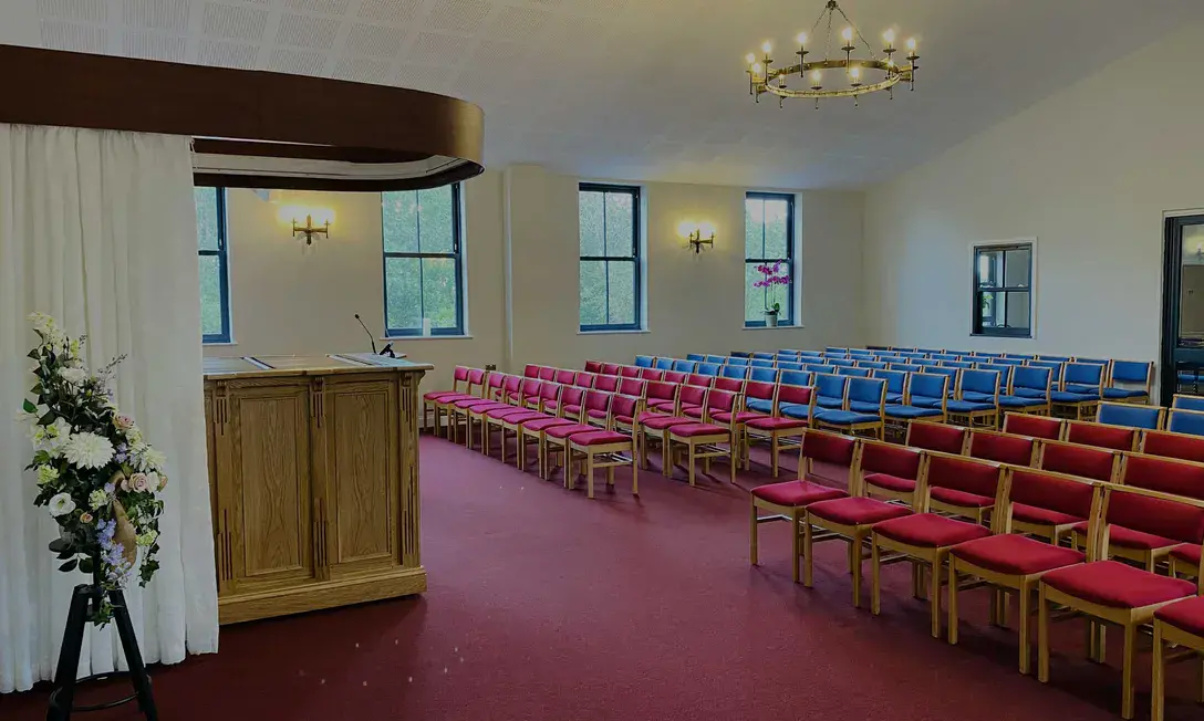 Service chapel at Dunmow Crematorium, Essex CM6 3AL
