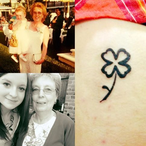 Amber's tribute tattoo of a four-leafed clover for her Grandma