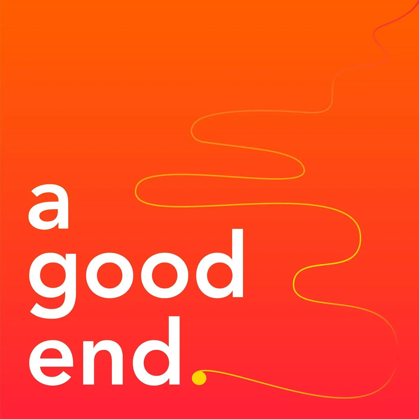 A good end written on a red and orange background with a simple line drawing of a path